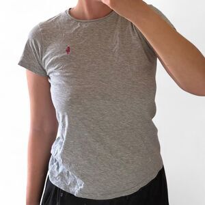 Ralph-lauren Sport  Women's Large Grey Shirt Pink Pony